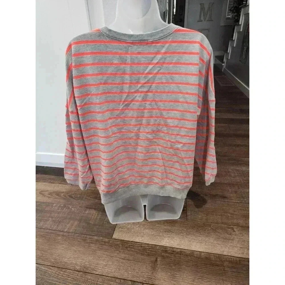 Maurices Women’s Size XL Gray Neon Orange Stripe Sweatshirt Crewneck - Picture 3 of 5